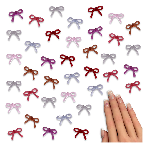 ネイルパーツ リボン ミニ 6mm ミックス 半透明 100個 細め 蝶結び