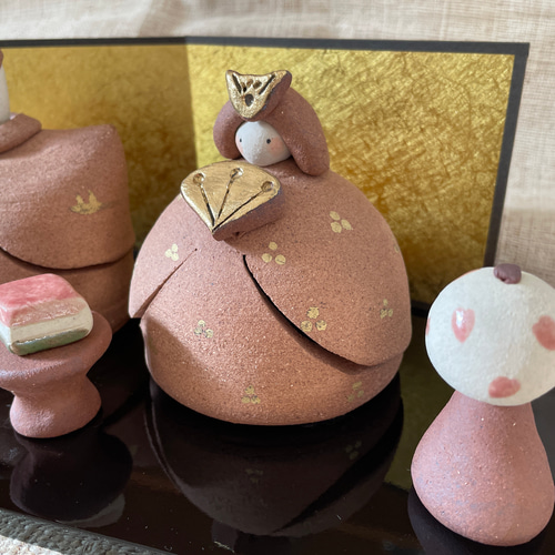 陶雛 (焼締め)屏風と小物付き その他人形 茜窯 通販 18920086｜Creema