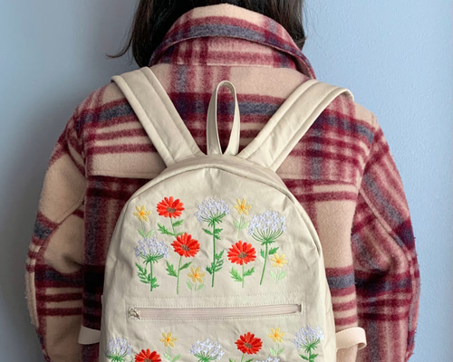 おあさ。べージュの手刺繍、ハンドメイドバック。 Amazon | (ADOSSY) 刺繍バッグキット 刺繍キット 初心者 セット