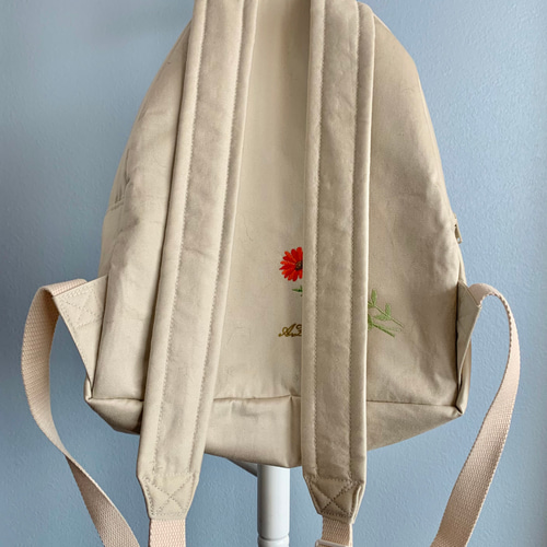 お花刺繍のリュック(ベージュ) リュック・バックパック AZmama