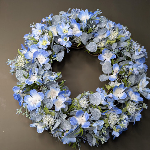 再販】「春待ち」ネモフィラのリース ネモフィラブルー【Creema限定