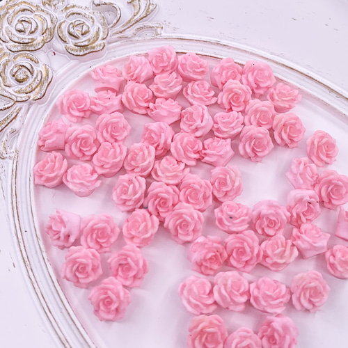ネイルパーツ 花 ピンク 8mm 蓄光 フラワー 薔薇 ローズ 柔らかい