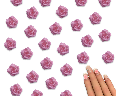 ネイルパーツ 花 ピンク 8mm 蓄光 フラワー 薔薇 ローズ 柔らかい