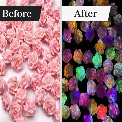 ネイルパーツ 花 ピンク 8mm 蓄光 フラワー 薔薇 ローズ 柔らかい