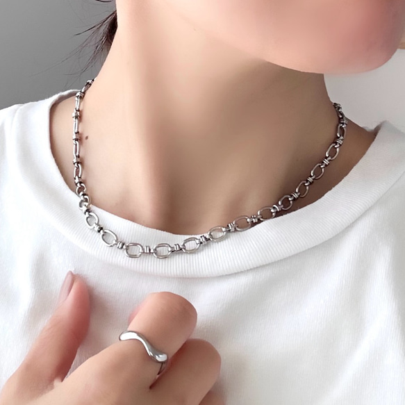 ゴールドあり【 オーバルチェーンネックレス 】シルバー サージカル