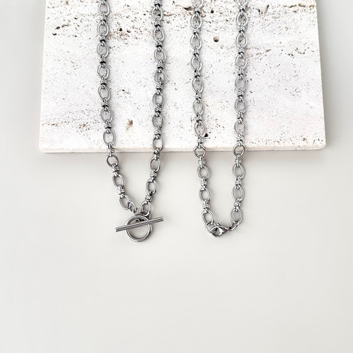 ゴールドあり【 オーバルチェーンネックレス 】シルバー サージカル