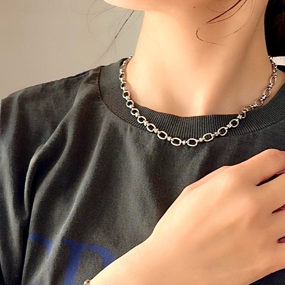 ゴールドあり【 オーバルチェーンネックレス 】シルバー　サージカルステンレス　マンテル 太い ごつめ　太め　夏　大ぶり 5枚目の画像