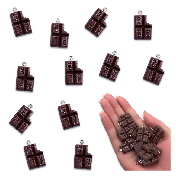 チャーム チョコ お菓子 食べかけの板チョコ 28mm 12個 チョコレート