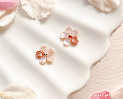 neo 蒔絵 桜 ピアス ノンホールピアス 金属アレルギー対応 ピアス