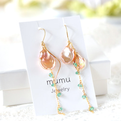 14kgf/スフェーンxグリーントルマリンxジルコンピアス ピアス（フック