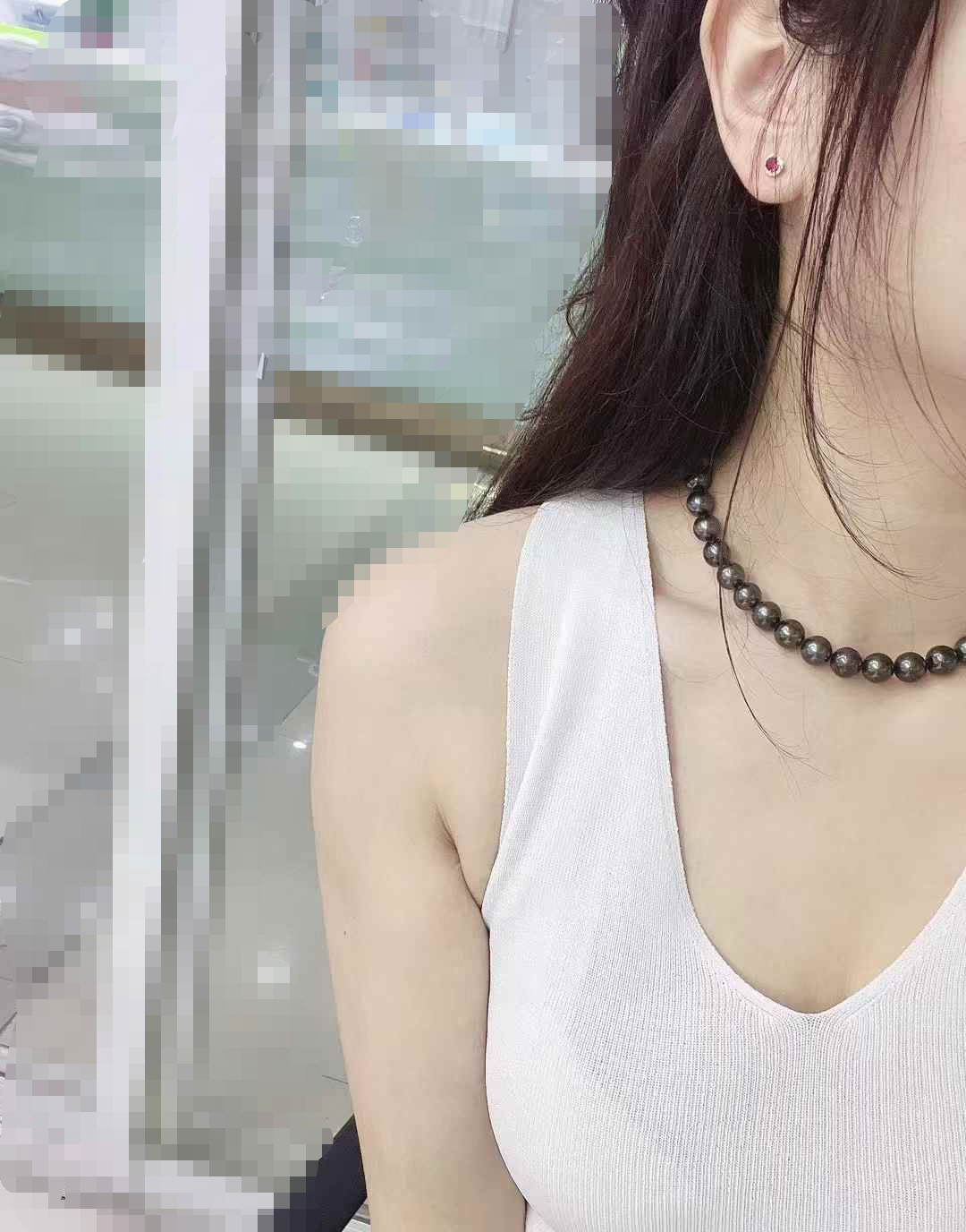 天然ダイヤモンド付きルビーピアスk18