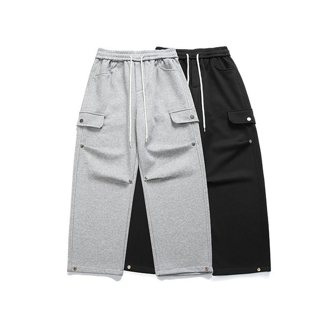 春夏新作 ストレートカジュアルパンツ メンズ 無地 レトロ 男性 ズボン メンズフリースパンツ