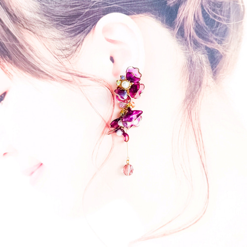 sweet pea 紫の優美なスイートピー（サージカルステンレス) ピアス