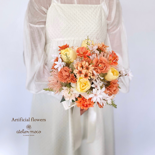 オーダーメイド】ダリアと チューリップ のナチュラル ラウンド ブーケ