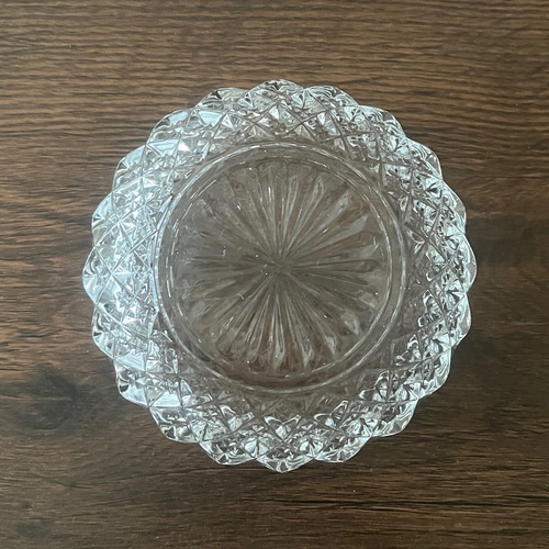 丸皿・小鉢／カップ・ボウル＞透明カットガラス 昭和 アンティーク