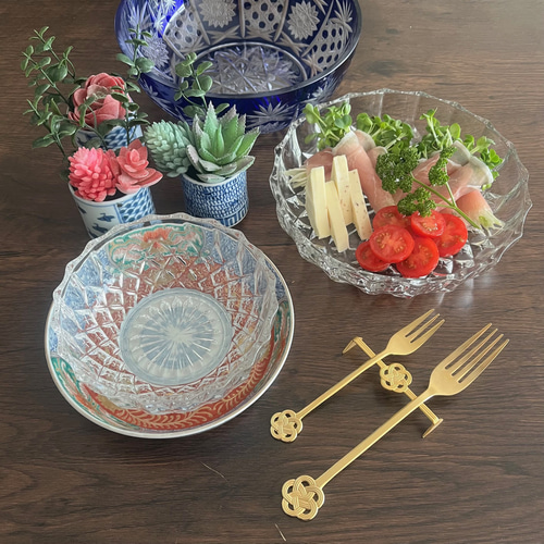 丸皿・小鉢／カップ・ボウル＞透明カットガラス 昭和 アンティーク