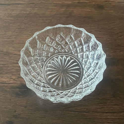 丸皿・小鉢／カップ・ボウル＞透明カットガラス 昭和