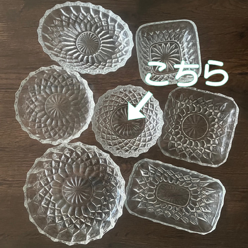 丸皿・小鉢／カップ・ボウル＞透明カットガラス 昭和 アンティーク