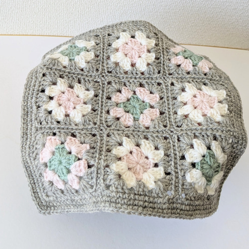 ✨再販 マルチカバー小 かぎ針編み ウール毛糸 桜花びらb 手編み