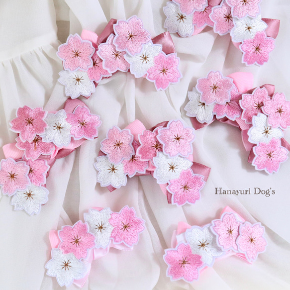 さくら サクラ 桜 1p 春 お花見 犬リボン バレッタ キッズ・子供リボン