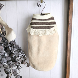 ハンドメイド　韓国キルトニット×韓国アラン風ニット　シンプルタンクトップ　犬服 即納☆【サンプルSALE】アラン風ニット（クリーム） | tinny's shop