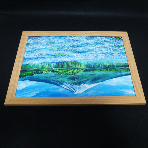 油絵 油彩 油彩画 絵 絵画 【ネモフィラと富士山】 絵画 HR 通販