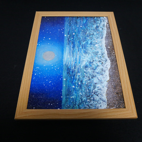 油絵 油彩 油彩画 絵 絵画【海雪の満月】 絵画 HR 通販 18922292