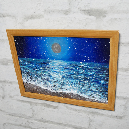 油絵 油彩 油彩画 絵 絵画【海雪の満月】 絵画 HR 通販 18922292
