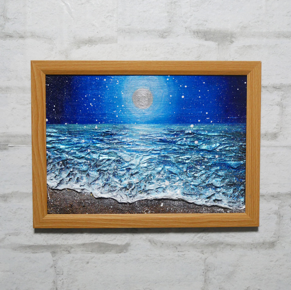 油絵 油彩 油彩画 絵 絵画【海雪の満月】 絵画 HR 通販