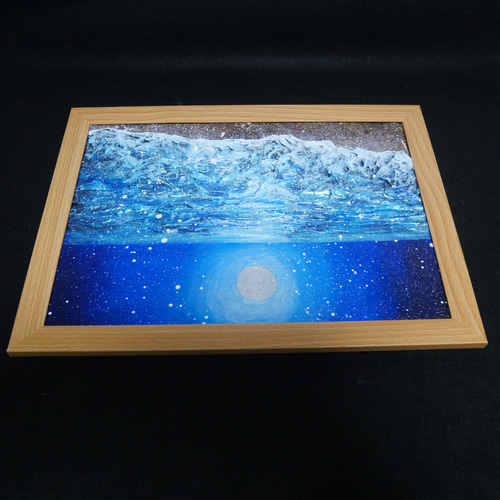 油絵 油彩 油彩画 絵 絵画【海雪の満月】 絵画 HR 通販 18922292