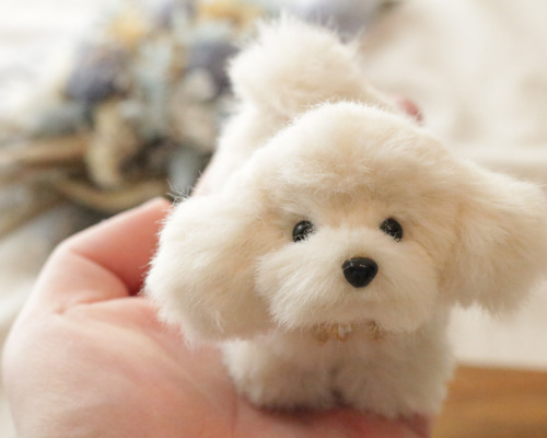 受注製作 トイプードル クリーム マルプー 犬 ぬいぐるみ お守り