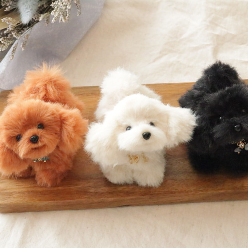 幸せを願う トイプードル クリーム マルプー 犬 ぬいぐるみ ギフト