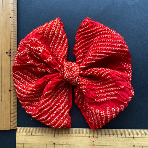 速達発送 赤 リボン 絞り ヘアアクセサリー 大きなリボン 髪飾り