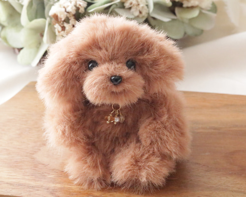 幸せを願うぬいぐるみ トイプードル マルプー ブラウン バッグチャーム