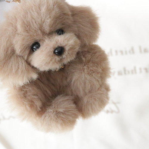 幸せを願うぬいぐるみ トイプードル マルプー ベージュ お守り天然石