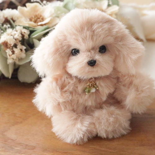 幸せを願う ぬいぐるみ トイプードル マルプー ベージュ バッグ