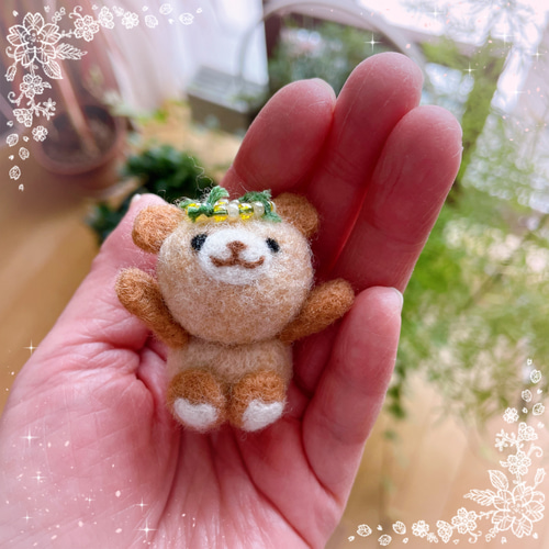 羊毛フェルトで作る 春の幸せを運ぶミモザのくまちゃん 羊毛フェルト