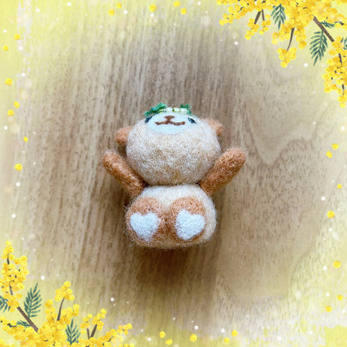 羊毛フェルトで作る 春の幸せを運ぶミモザのくまちゃん 羊毛フェルト