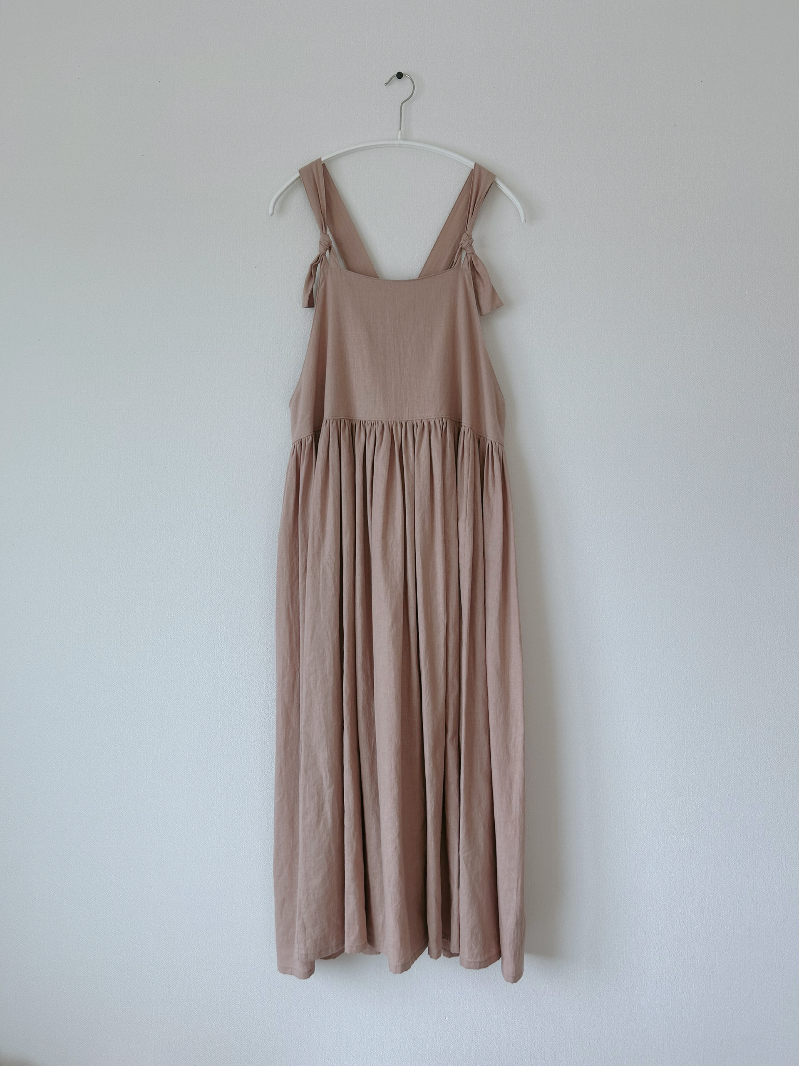 ギャザーロングワンピース//ピンクベージュ