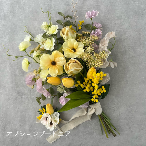 ミモザとスイートピーのブーケ ブーケ violaflower 通販 18923420