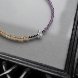 アメジスト × シトリン × ハーキマーダイヤモンド × カレンシルバー　華奢でシンプルなブレスレット 2枚目の画像