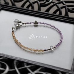 アメジスト × シトリン × ハーキマーダイヤモンド × カレンシルバー　華奢でシンプルなブレスレット 1枚目の画像