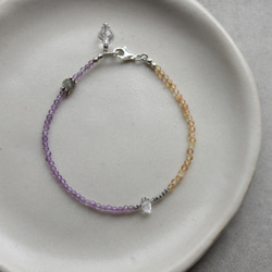 アメジスト × シトリン × ハーキマーダイヤモンド × カレンシルバー　華奢でシンプルなブレスレット 10枚目の画像