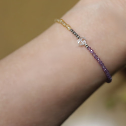 アメジスト × シトリン × ハーキマーダイヤモンド × カレンシルバー　華奢でシンプルなブレスレット 14枚目の画像