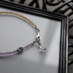 アメジスト × シトリン × ハーキマーダイヤモンド × カレンシルバー　華奢でシンプルなブレスレット 5枚目の画像