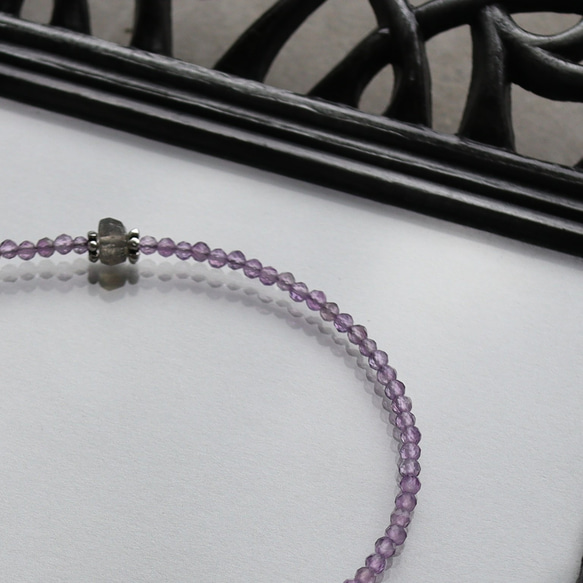 アメジスト × シトリン × ハーキマーダイヤモンド × カレンシルバー　華奢でシンプルなブレスレット 4枚目の画像