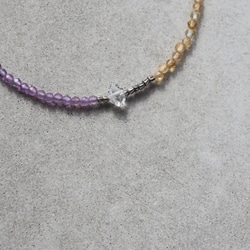 アメジスト × シトリン × ハーキマーダイヤモンド × カレンシルバー　華奢でシンプルなブレスレット 8枚目の画像