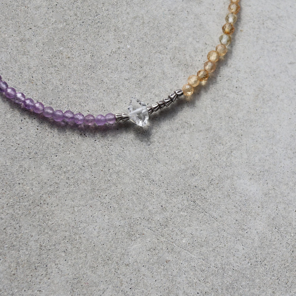 アメジスト × シトリン × ハーキマーダイヤモンド × カレンシルバー　華奢でシンプルなブレスレット 8枚目の画像