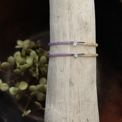 アメジスト × シトリン × ハーキマーダイヤモンド × カレンシルバー　華奢でシンプルなブレスレット 13枚目の画像