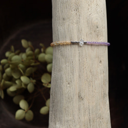 アメジスト × シトリン × ハーキマーダイヤモンド × カレンシルバー　華奢でシンプルなブレスレット 12枚目の画像